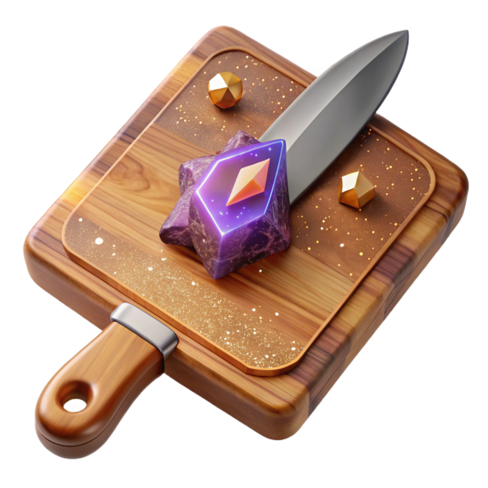 vibrant artistic Wooden Cutting Board with Knife Cutout high resolution png