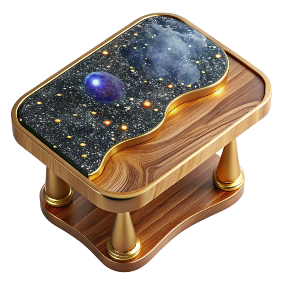 elegant minimalist Wooden Desk Top View Isolated detailed png