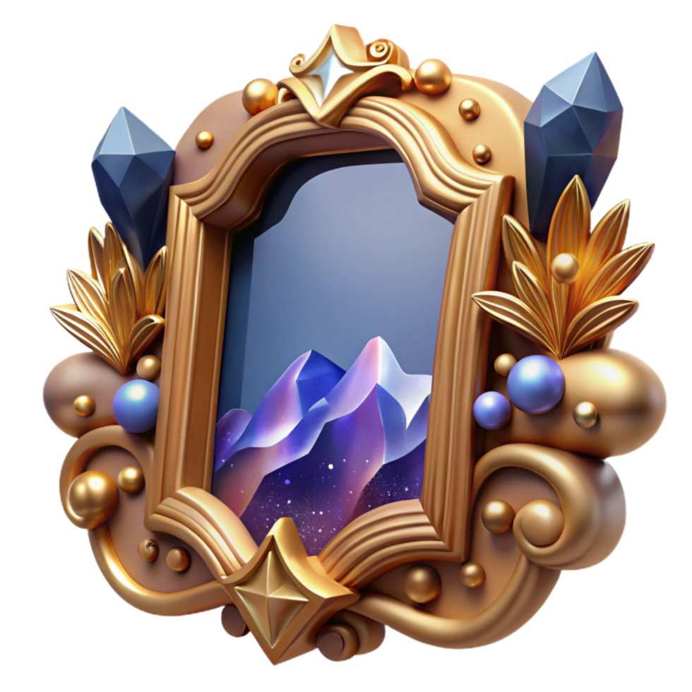 beautiful vintage Wooden Picture Frame Front View Isolated Element authentic png