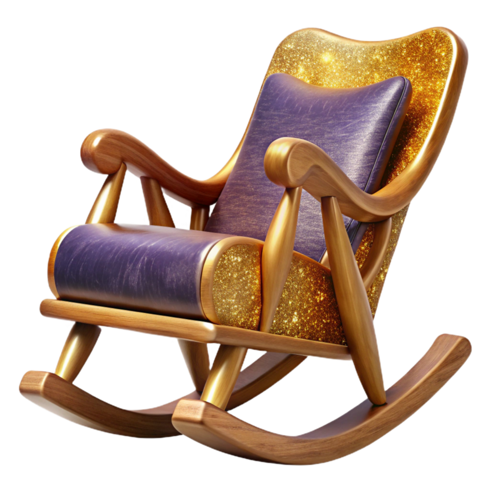 elegant minimalist Wooden Rocking Chair Side View Transparent Cutout authentic png