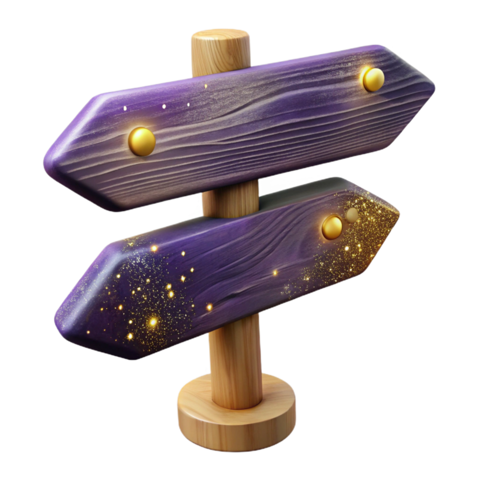 serene rustic Wooden Signpost on Forked Path Isolated with Rustic Texture high resolution png