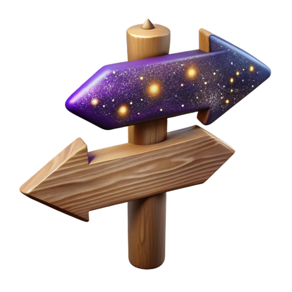 stunning artistic Wooden Signpost on Forked Path Isolated with Rustic Texture high quality png