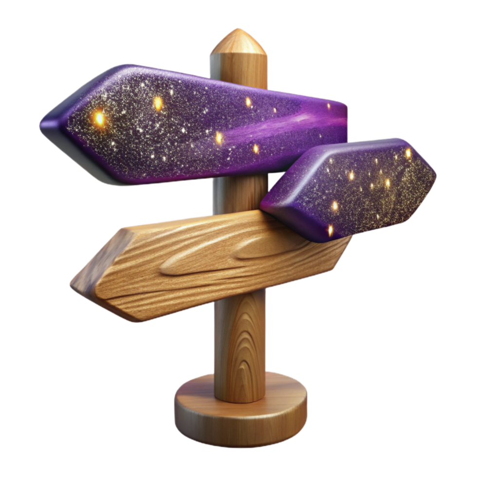 impressive traditional Wooden Signpost on Forked Path Isolated with Rustic Texture professional png