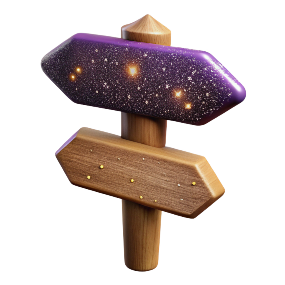elegant traditional Wooden Signpost on Forked Path Isolated with Rustic Texture authentic png