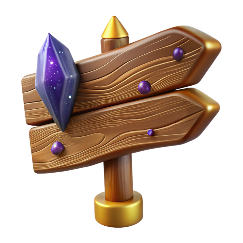 dramatic minimalist Wooden Signpost Side View Cutout png