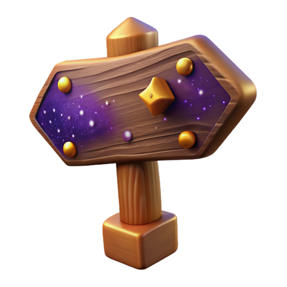 vibrant artistic Wooden Signpost Side View Cutout authentic png