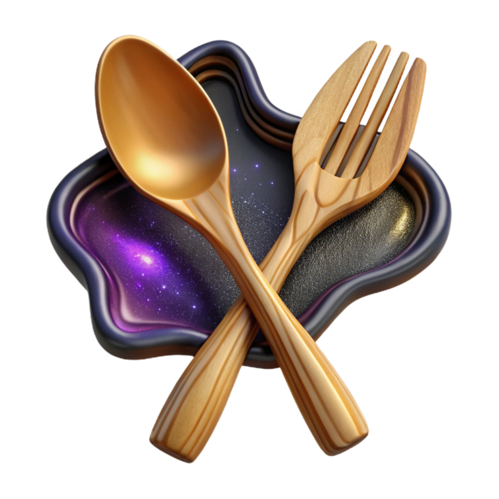 extraordinary modern Wooden Spoon and Fork Crossed Transparent Background high quality png