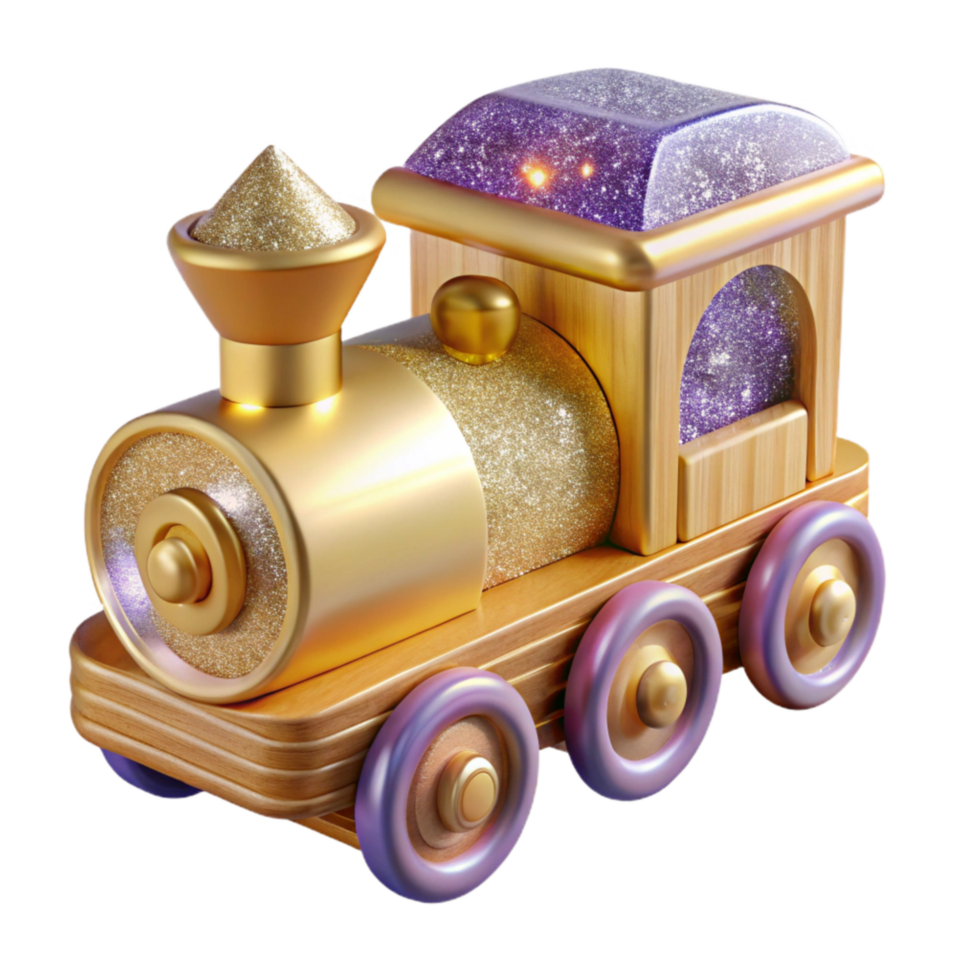 dramatic modern Wooden Toy Train Side View Transparent Cutout exclusive png
