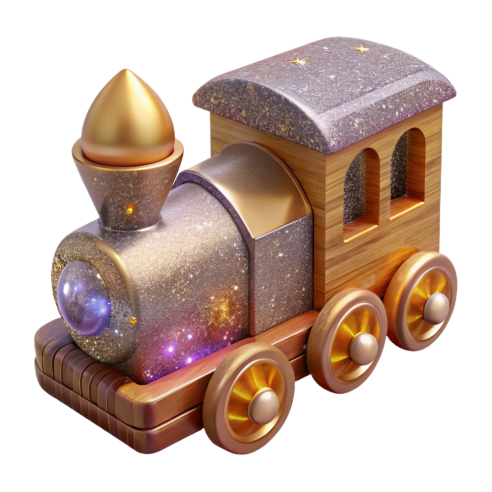 serene artistic Wooden Toy Train Side View Transparent Cutout original png