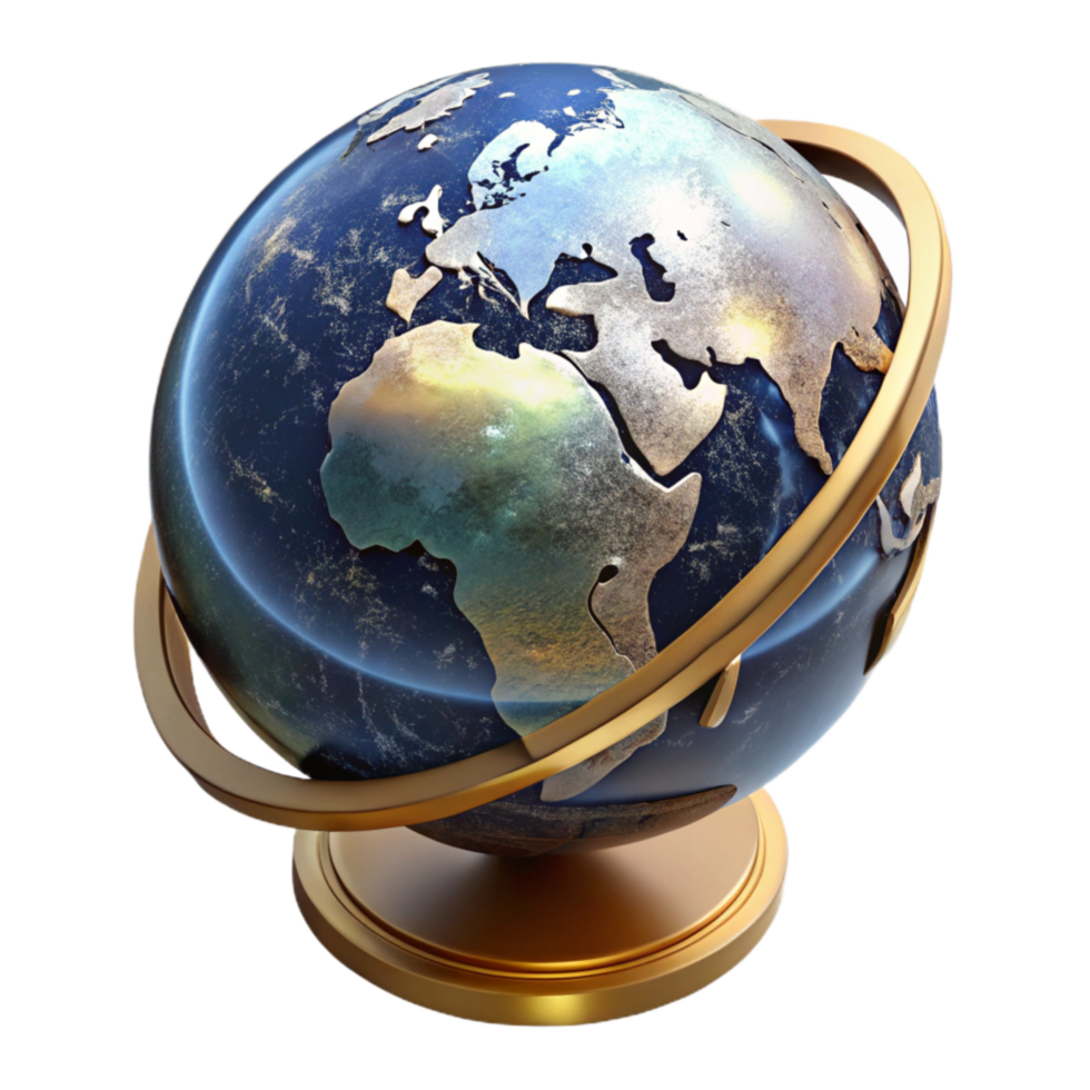 elegant modern World Globe Rotating Angled View with Transparent Background premium png