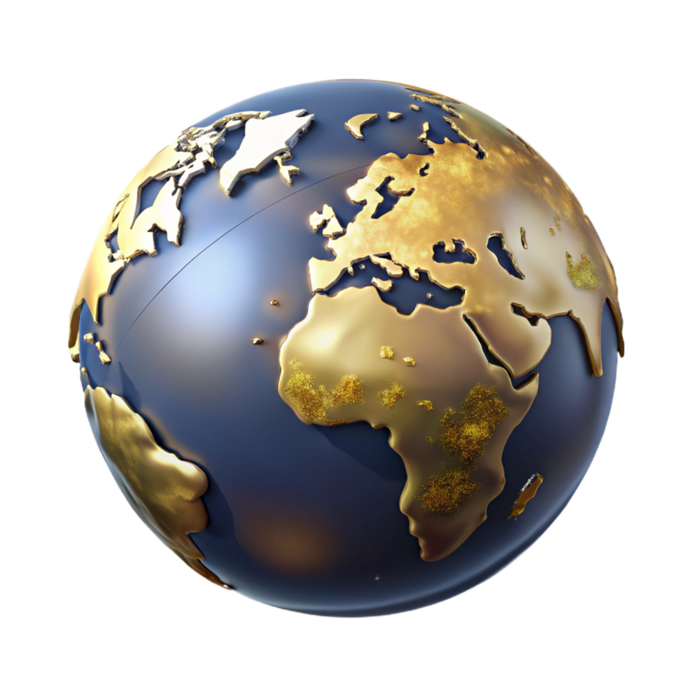 elegant traditional World Globe with Country Borders Isolated Transparent Background authentic png