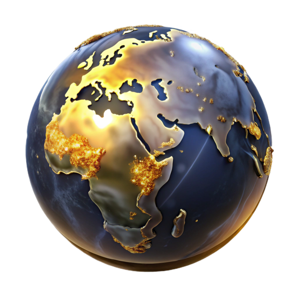 dramatic modern World Globe with Glowing Continents Isolated original png
