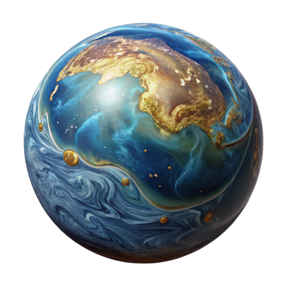 wonderful abstract World Globe with Ocean Currents Isolated Transparent Background high resolution png