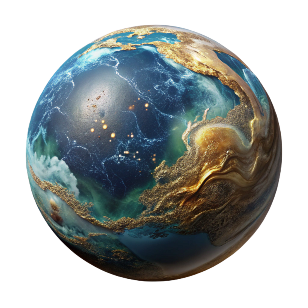 wonderful modern World Globe with Ocean Currents Isolated Transparent Background exclusive png