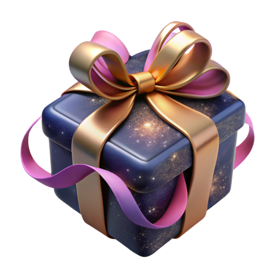 elegant creative Wrapped Present with Pink Ribbon Isolated high quality png