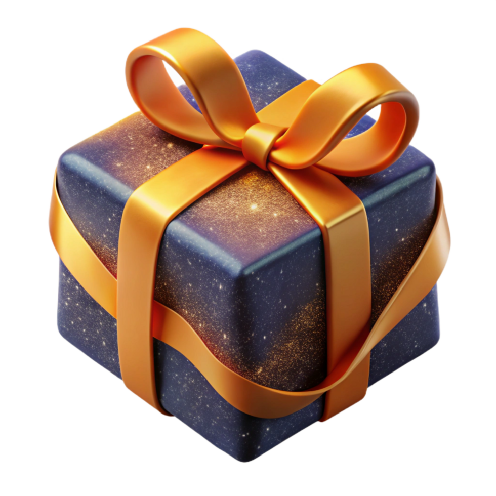 wonderful abstract Wrapped Present with Orange Ribbon Isolated authentic png