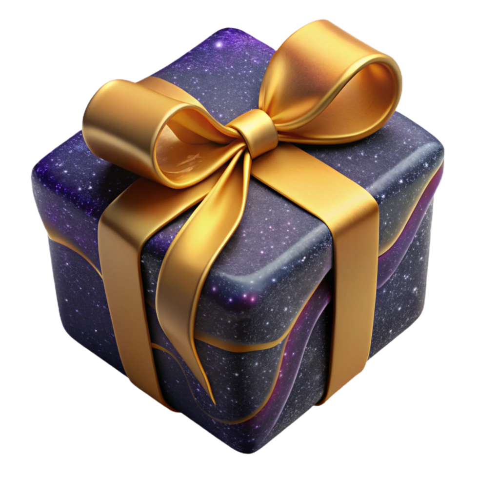 elegant modern Wrapped Present with Gold Ribbon Isolated authentic png