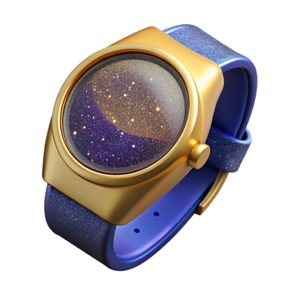 impressive artistic Wristwatch Top View Isolated with Leather Strap png