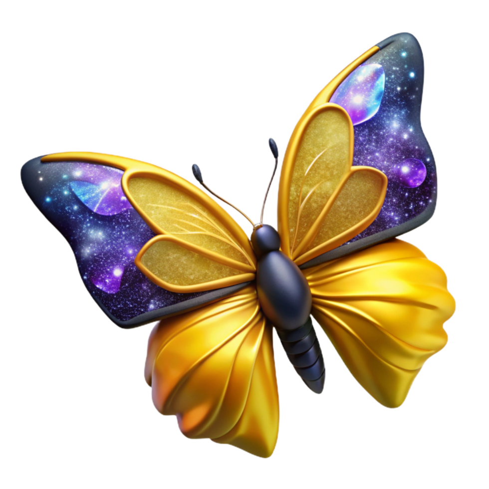 beautiful modern Yellow Butterfly Side View Isolated on Transparent Background authentic png