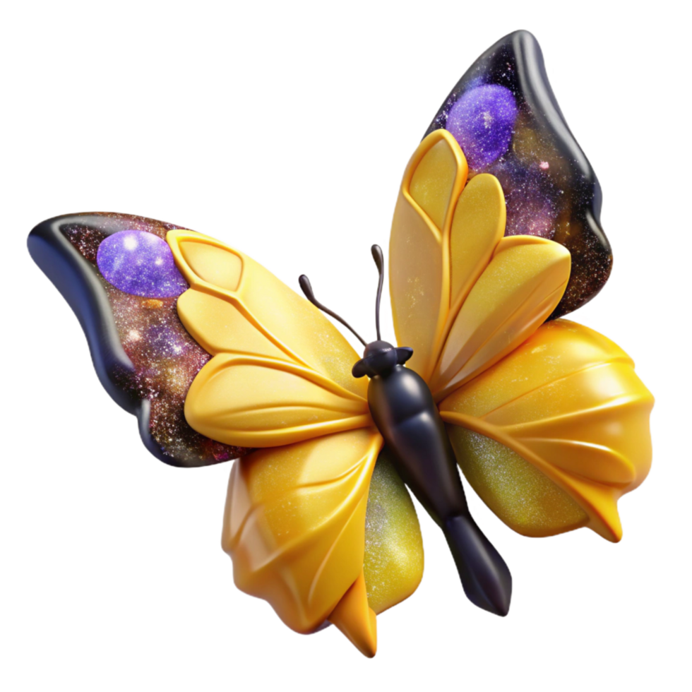 elegant modern Yellow Butterfly Side View Isolated on Transparent Background authentic png