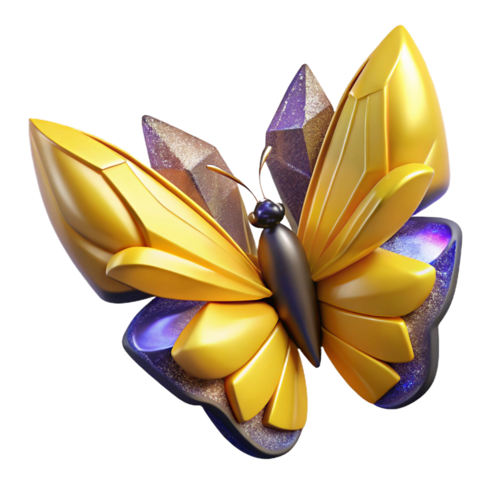 impressive traditional Yellow Butterfly Side View Isolated on Transparent Background high quality png
