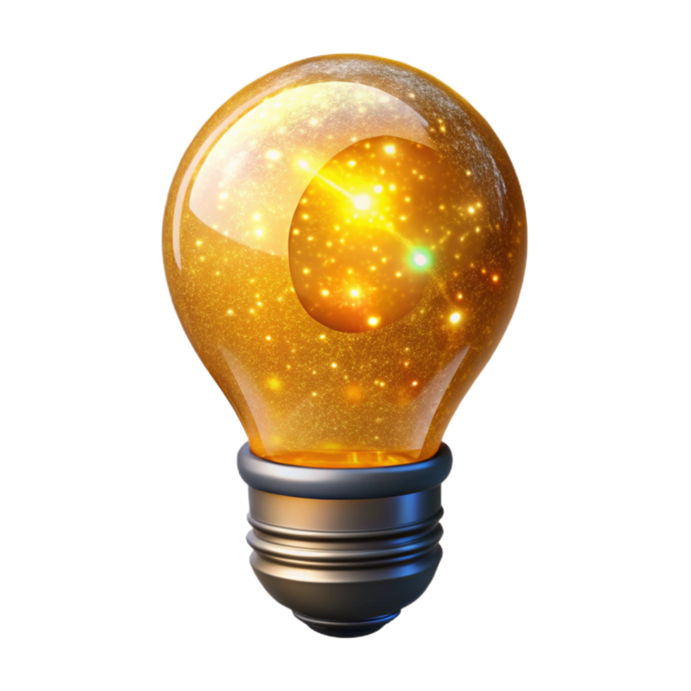 wonderful creative Yellow Lightbulb Glowing Effect Isolated png