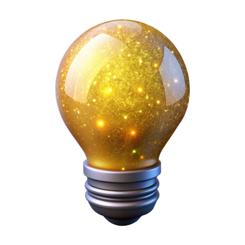 dramatic classic Yellow Lightbulb Glowing Effect Isolated genuine png