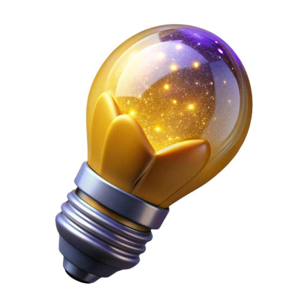 beautiful abstract Yellow Light Bulb Lit Isolated Element detailed png