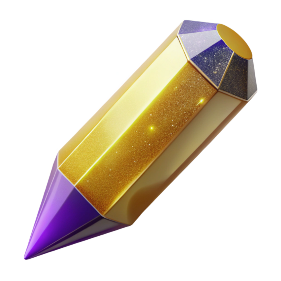 dramatic rustic Yellow Pencil Sharp Point Angled View Transparent Background original png