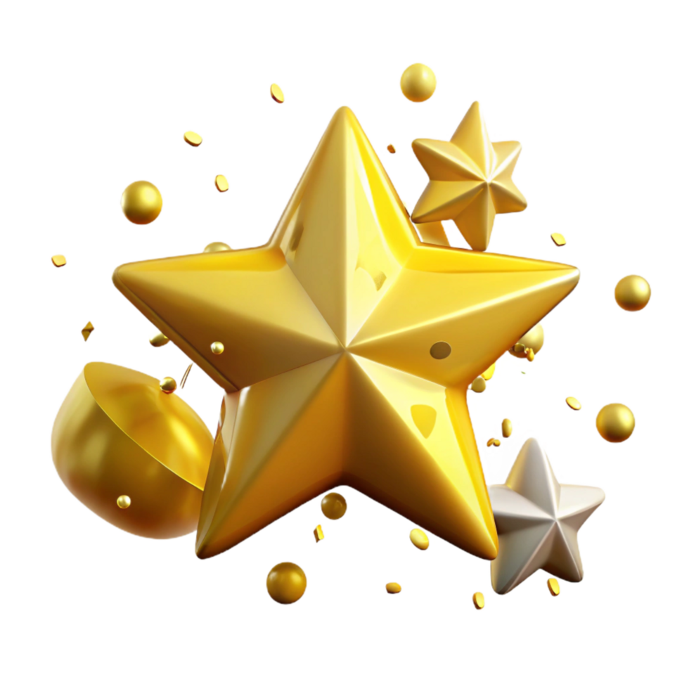wonderful artistic Yellow Star Confetti Scattered Cutout premium png