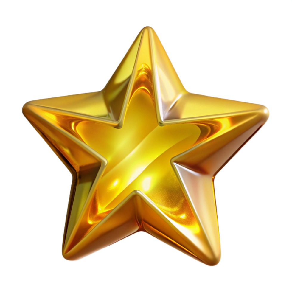 extraordinary contemporary Yellow Star Shape Five Points Bright Glow Transparent Background detailed png