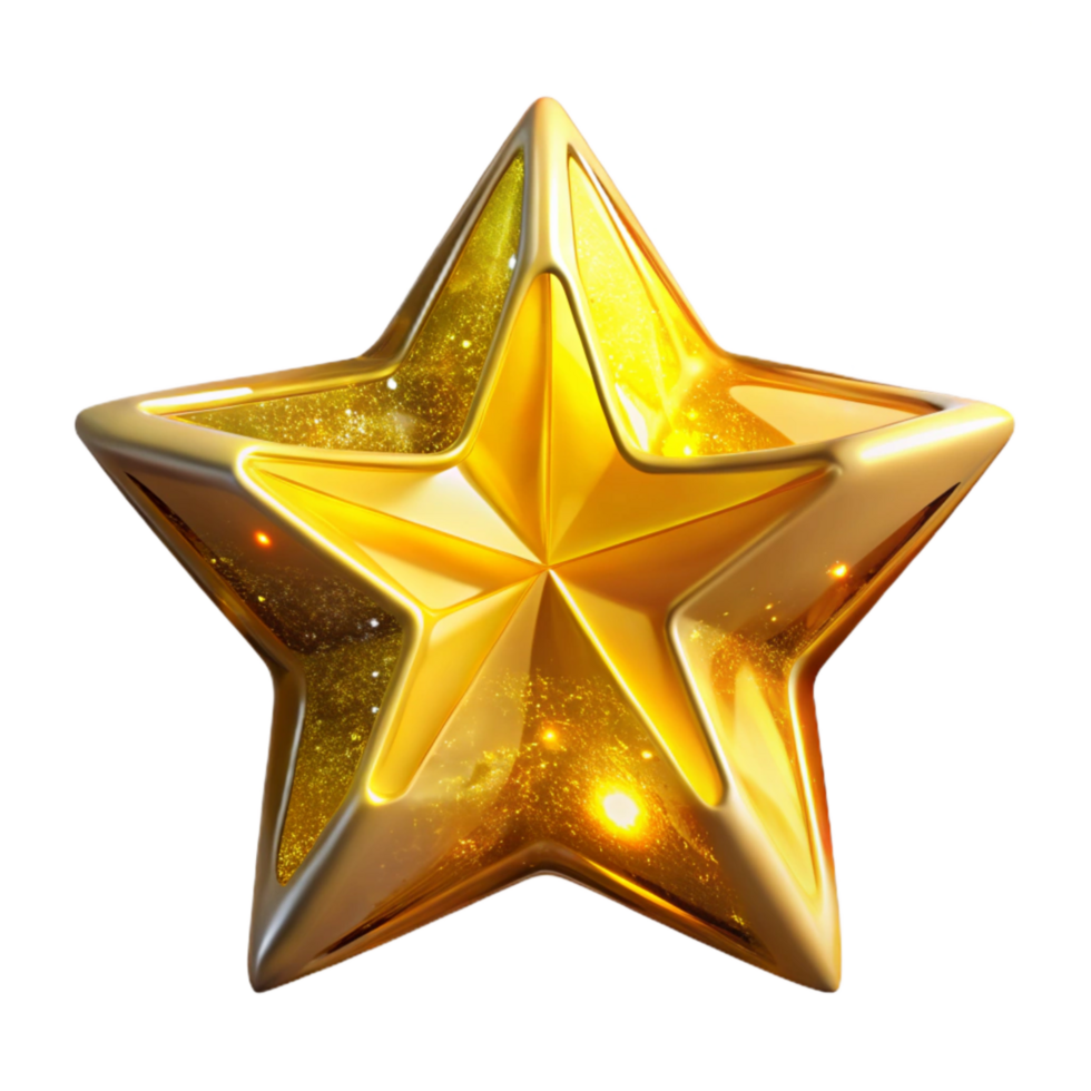 dramatic contemporary Yellow Star Shape Five Points Bright Glow Transparent Background high resolution png