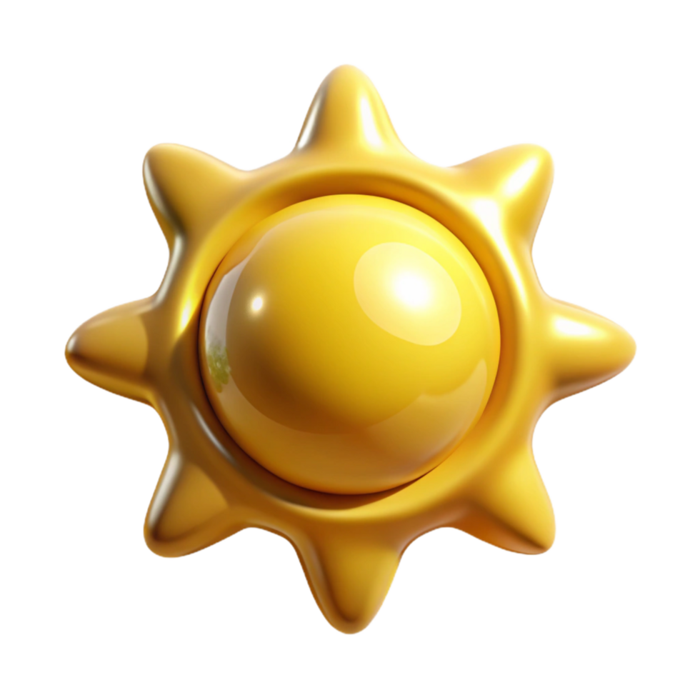 stunning classic Yellow Sun Icon Simple Design Isolated Element premium png