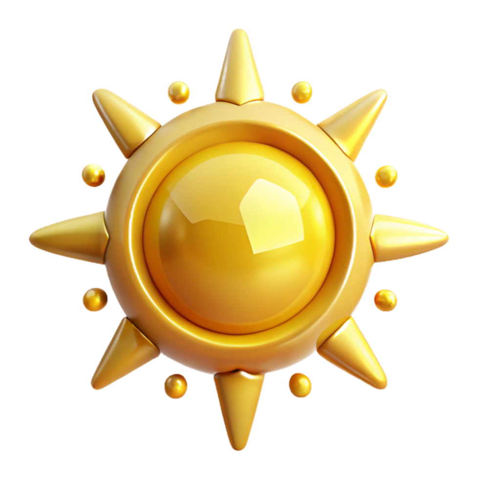 elegant creative Yellow Sun Icon Simple Design Isolated Element genuine png
