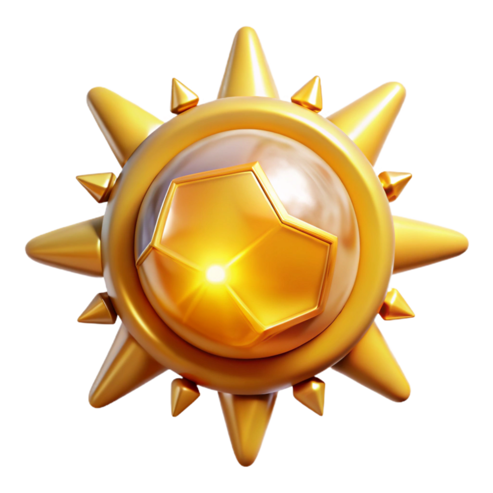 vibrant contemporary Yellow Sun Icon with Rays Isolated Element original png