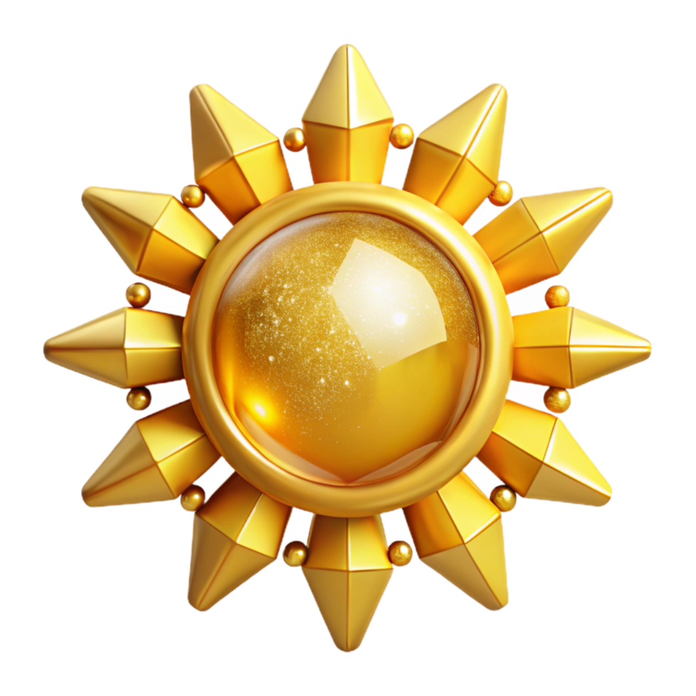 stunning rustic Yellow Sun Icon with Rays Isolated Element high resolution png