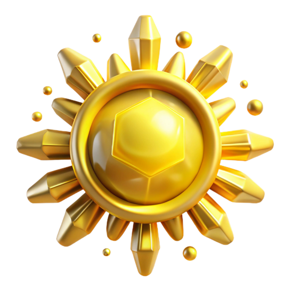 vibrant abstract Yellow Sun Icon with Rays Isolated Element original png