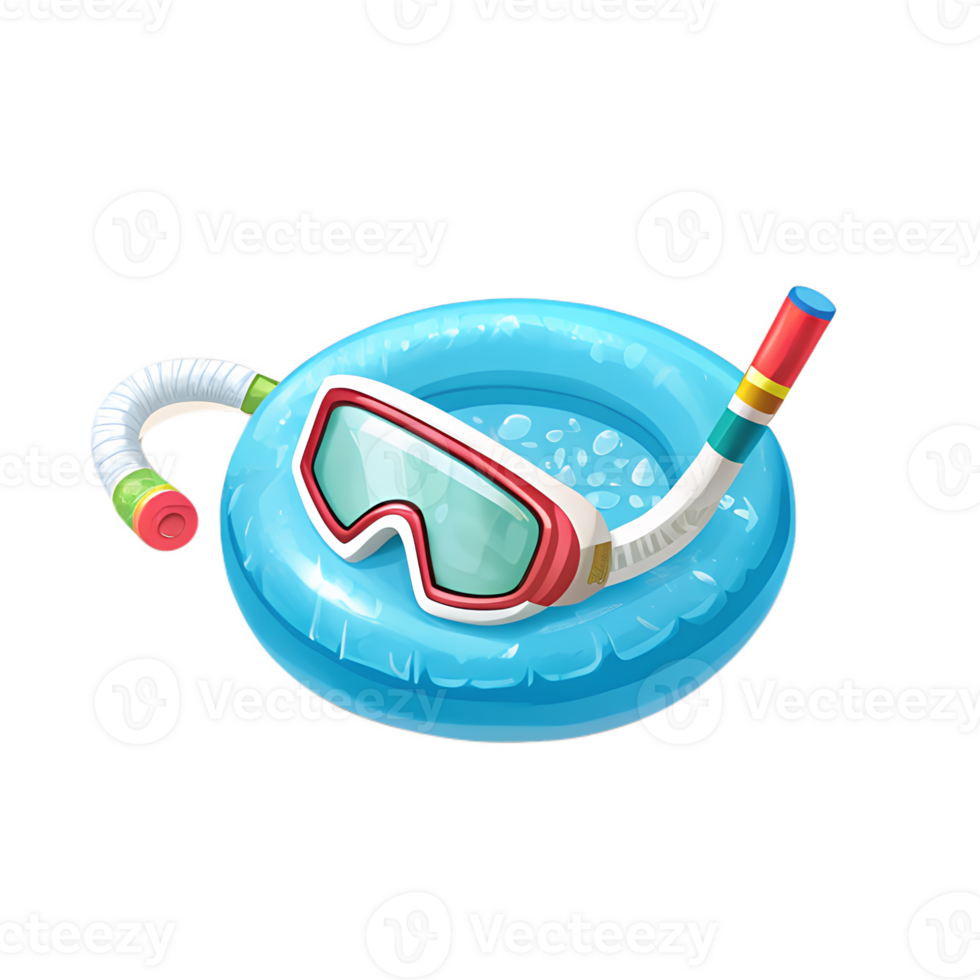 a swimming pool with goggles and snorkel png
