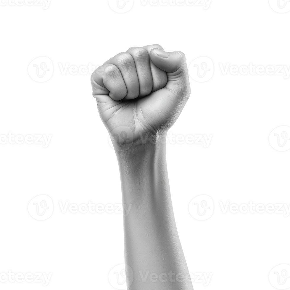 A hand is raised in the air with a fist clenched png