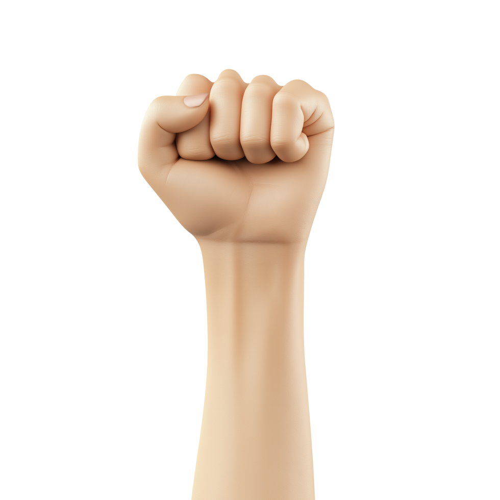 A fist is raised in the air, symbolizing strength and power png