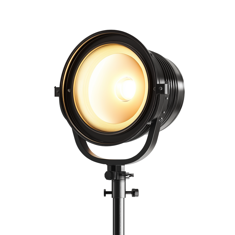 Professional photography spotlight turned on, isolated on transparent background png