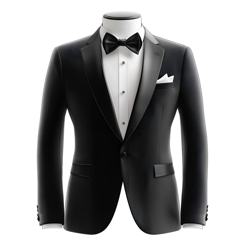 Black Tuxedo with Bow Tie, isolated on transparent background png