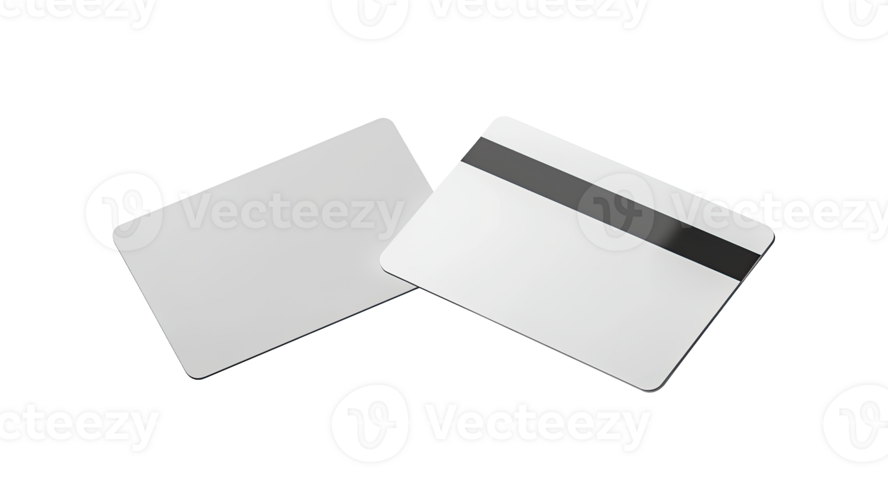 Two black and white credit cards, isolated on transparent background png