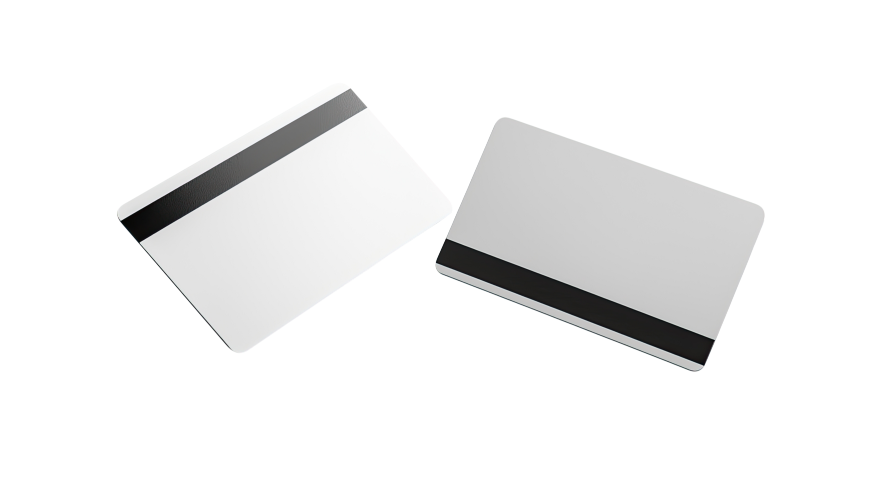 Two blank credit cards, isolated on transparent background png