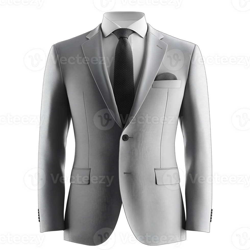 Classic Gray Suit with White Shirt, isolated on transparent background png