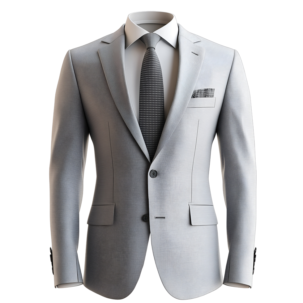 Light Gray Suit with Subtle Checkered Pattern, isolated on transparent background png