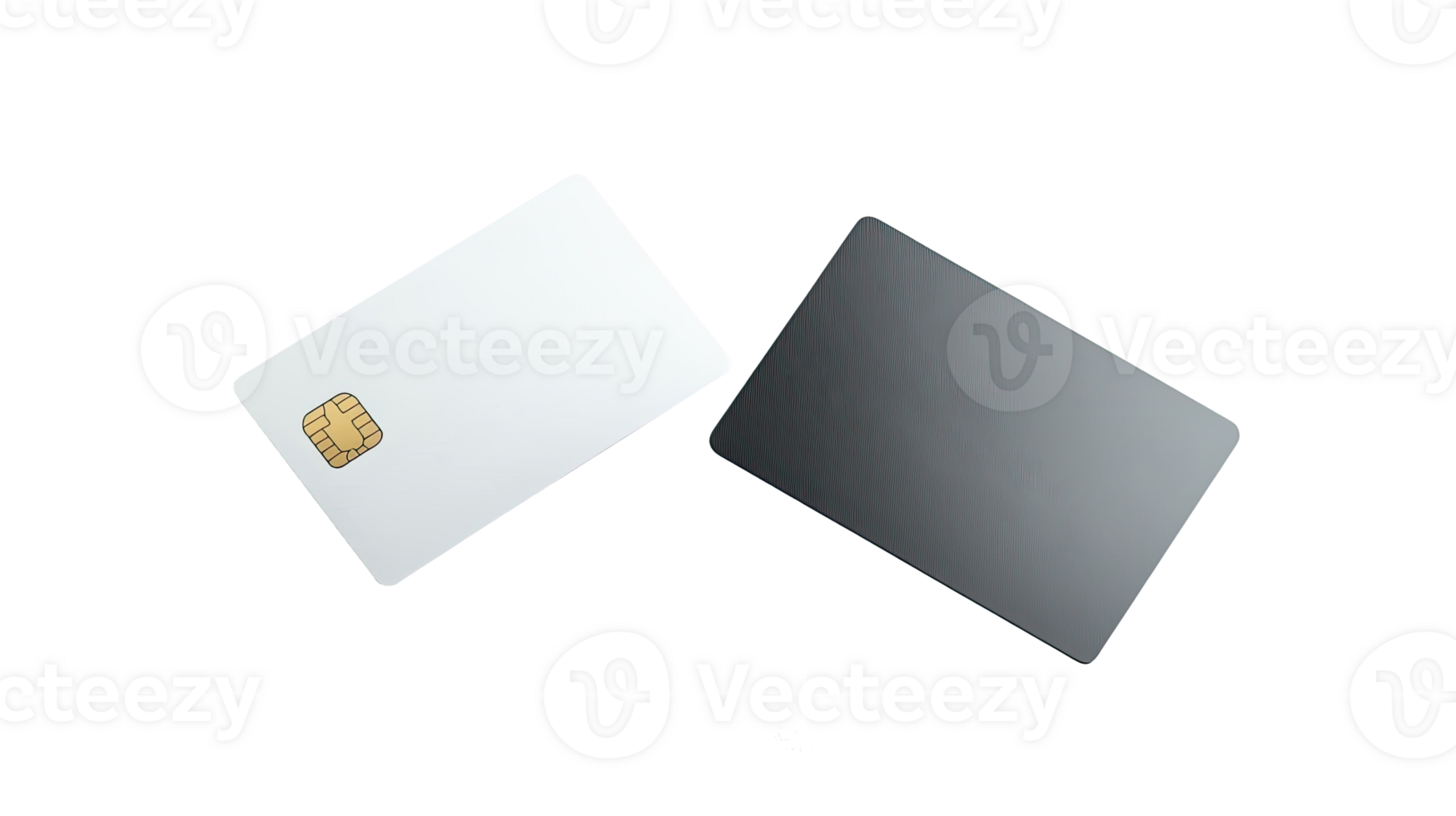 Two modern chip cards, isolated on transparent background png