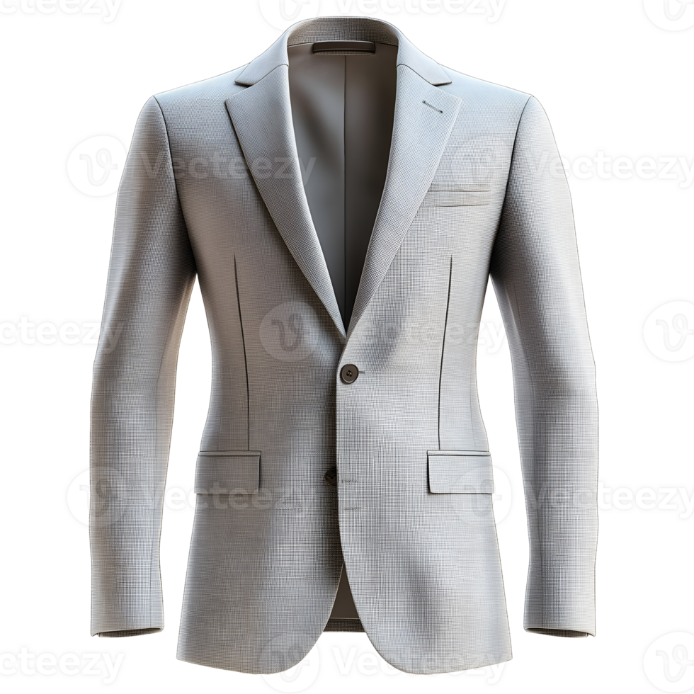 Light Gray Suit with Blazer and Pocket Square, isolated on transparent background png