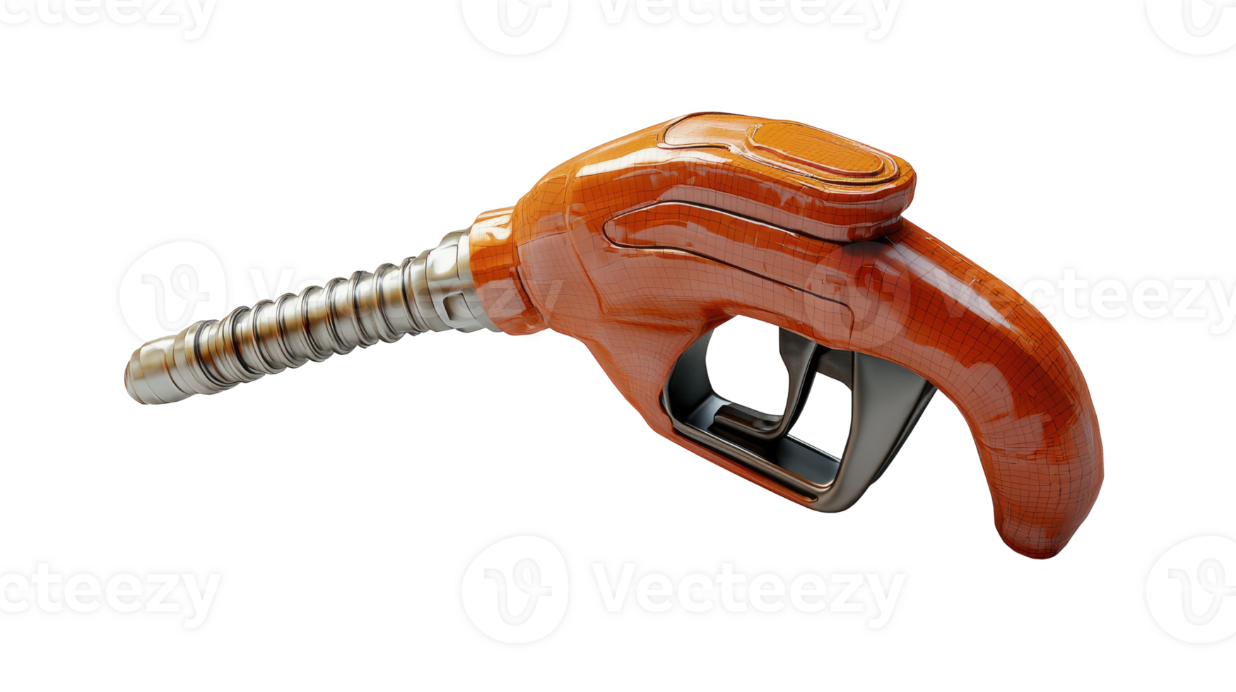 Fuel pump nozzle shaped like a gun, isolated on transparent background png
