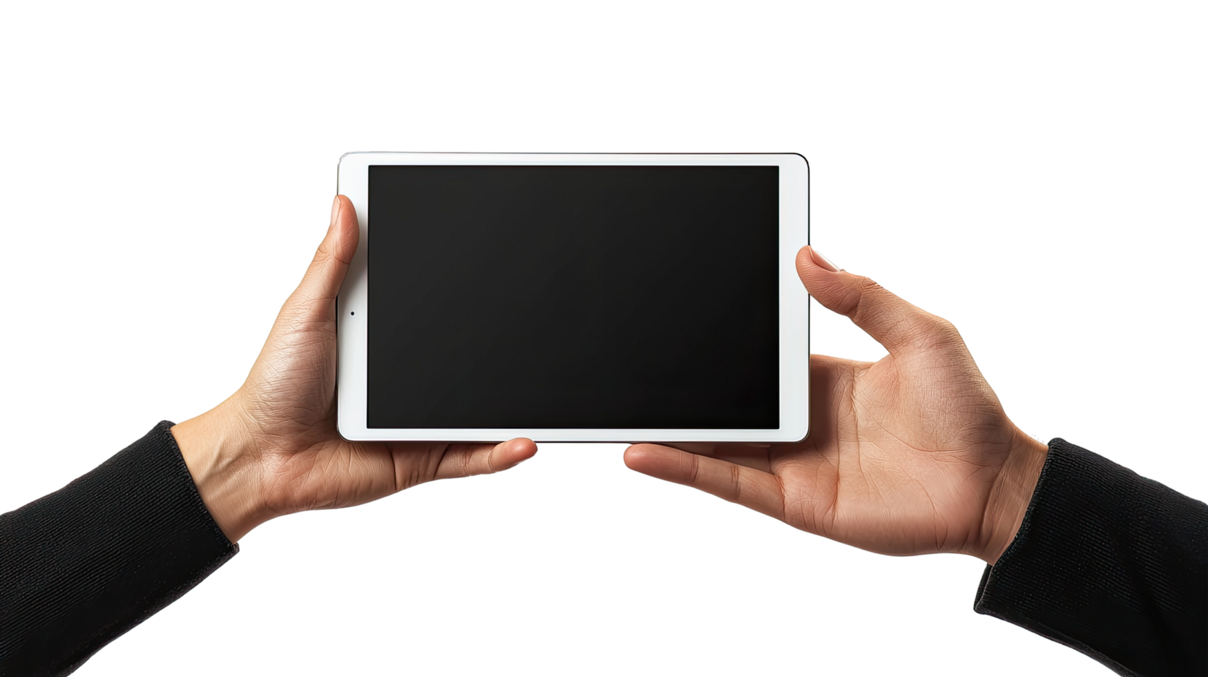 Hands holding a digital tablet, isolated on transparent background png